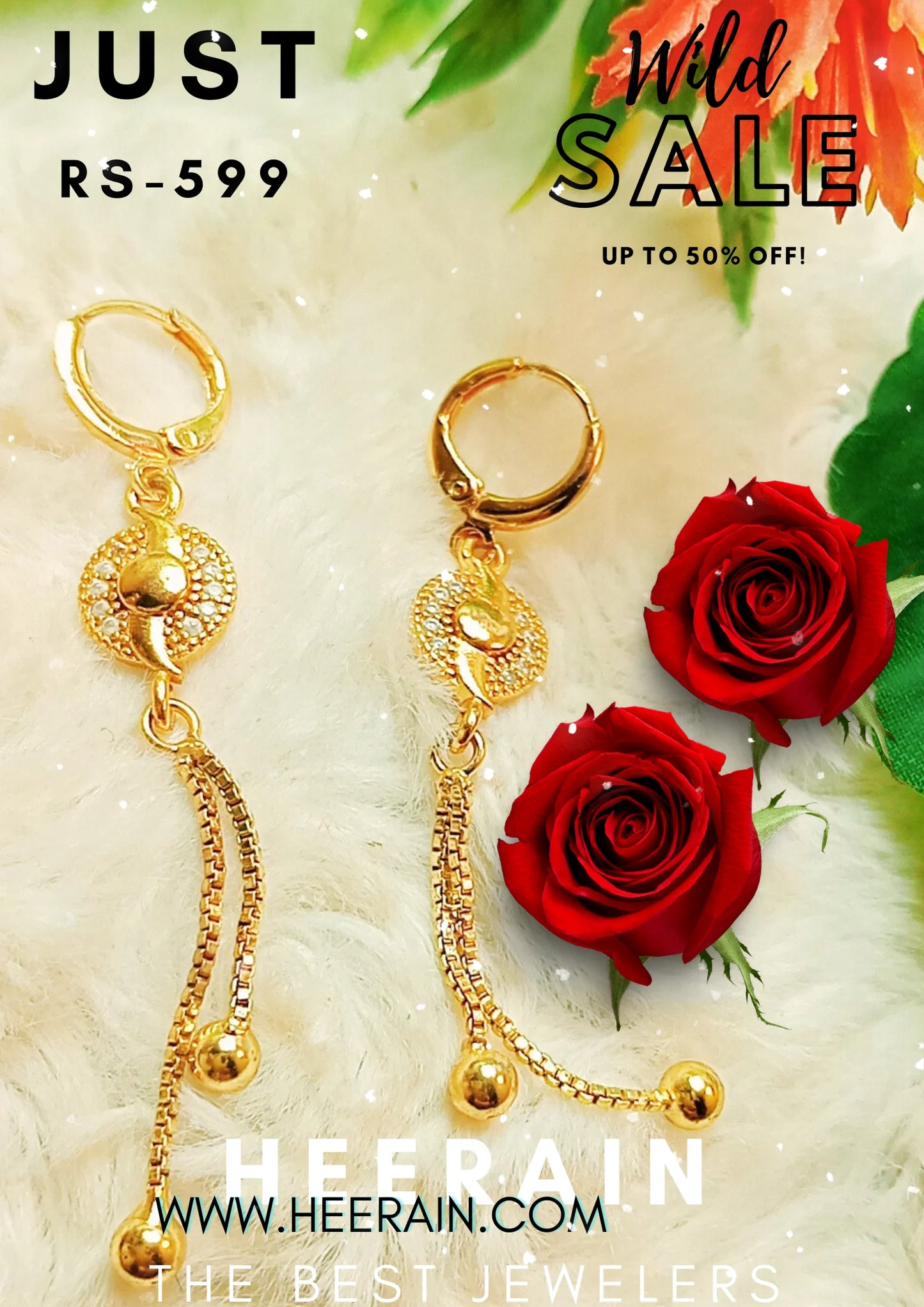 "Gold-Plated Crystal Earrings – Elegant Luxury Design"