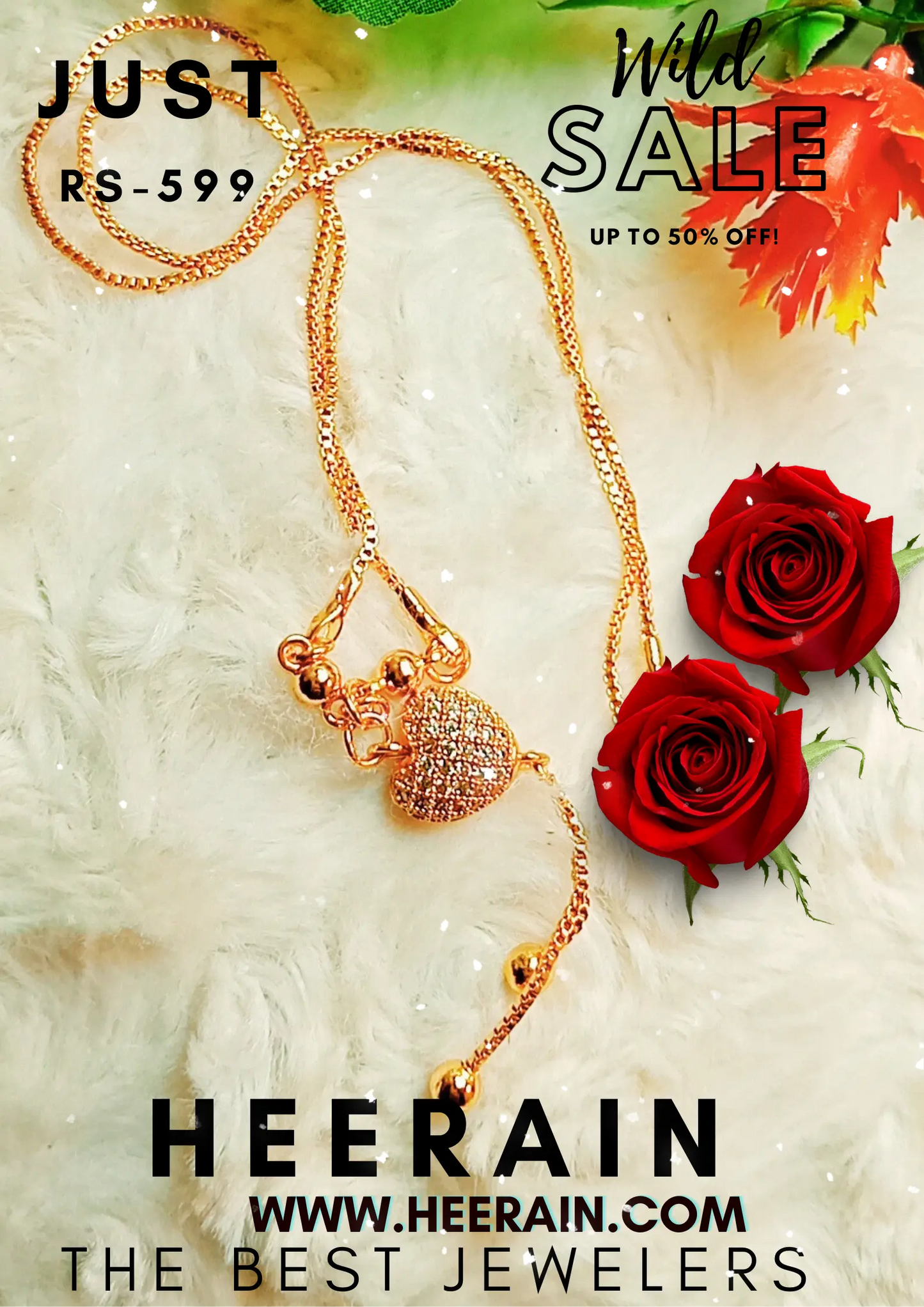 Romantic Gold-Plated Heart Pendant Necklace