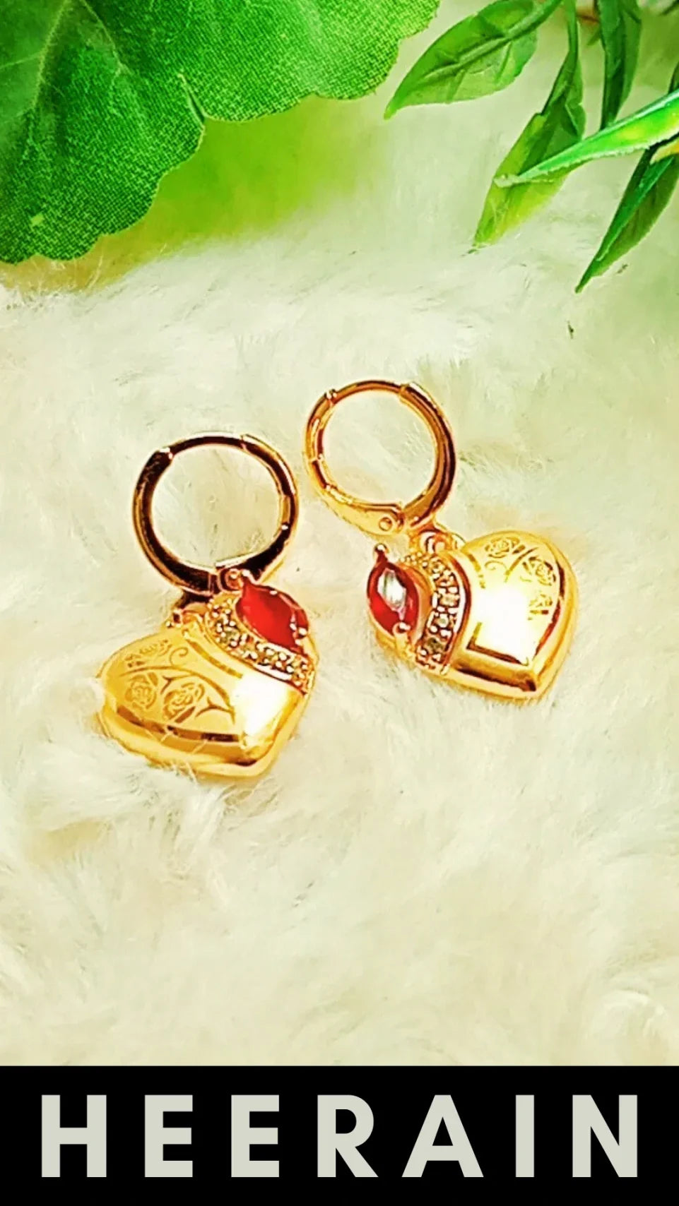 Gold-Plated Heart Earrings