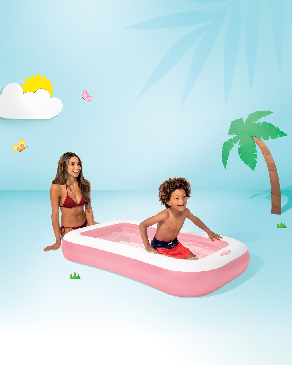 Pink Rectangular Inflatable Kiddie Pool
