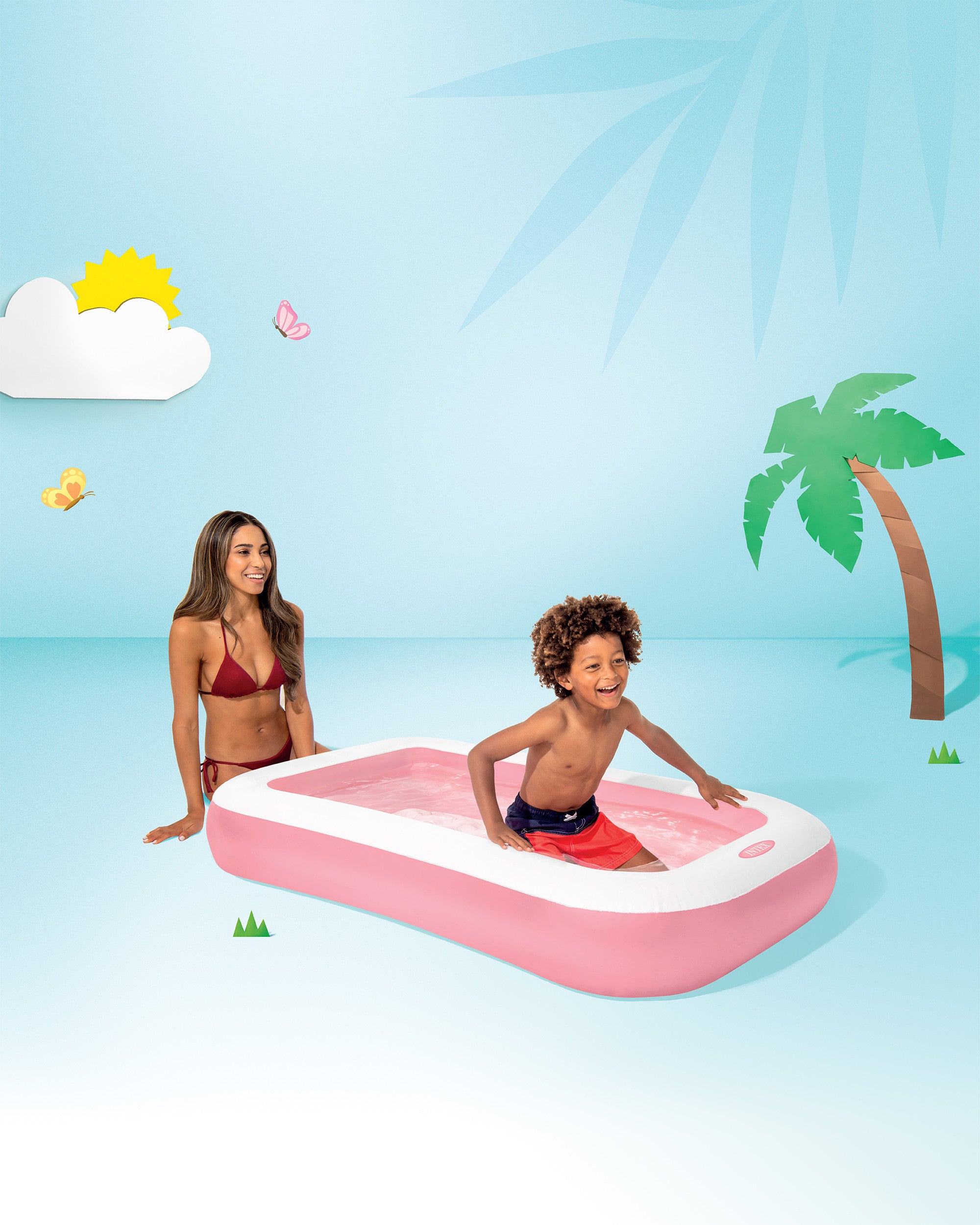 Pink Rectangular Inflatable Kiddie Pool
