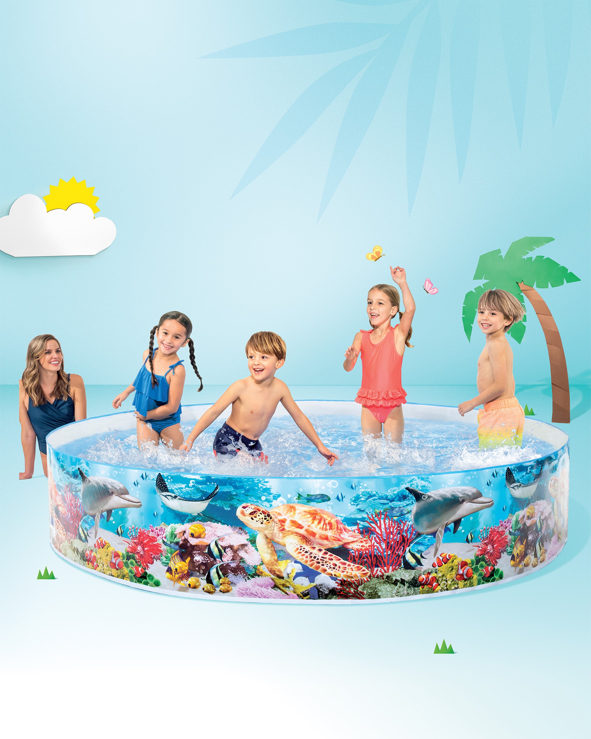 Inflatable Air Pool 8FT for Kids & Family - Portable Swimming Pool Pakistan
