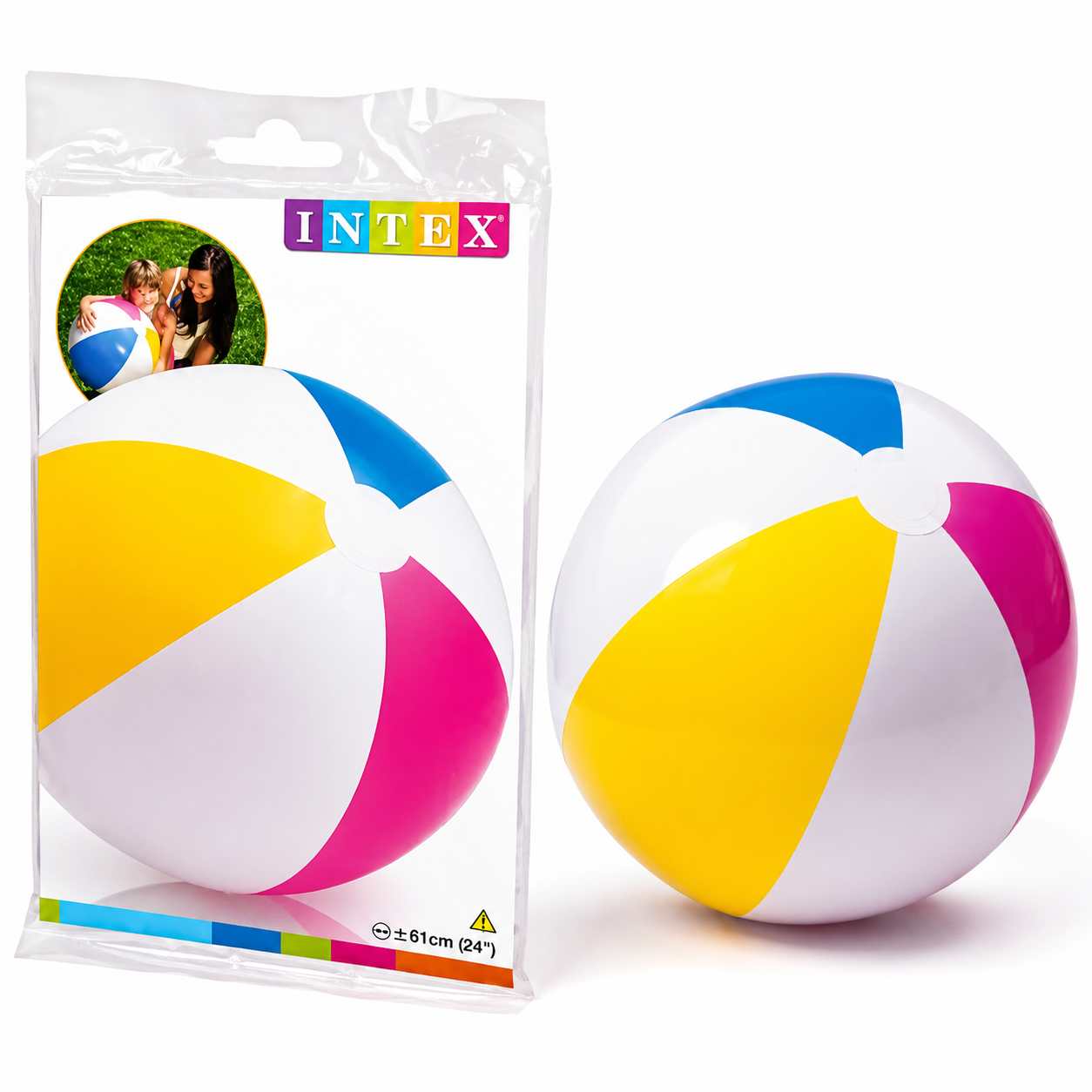 Intex Glossy Panel Beach Ball 24 Inch | Model 59030 | Colorful Inflatable Pool & Beach Toy