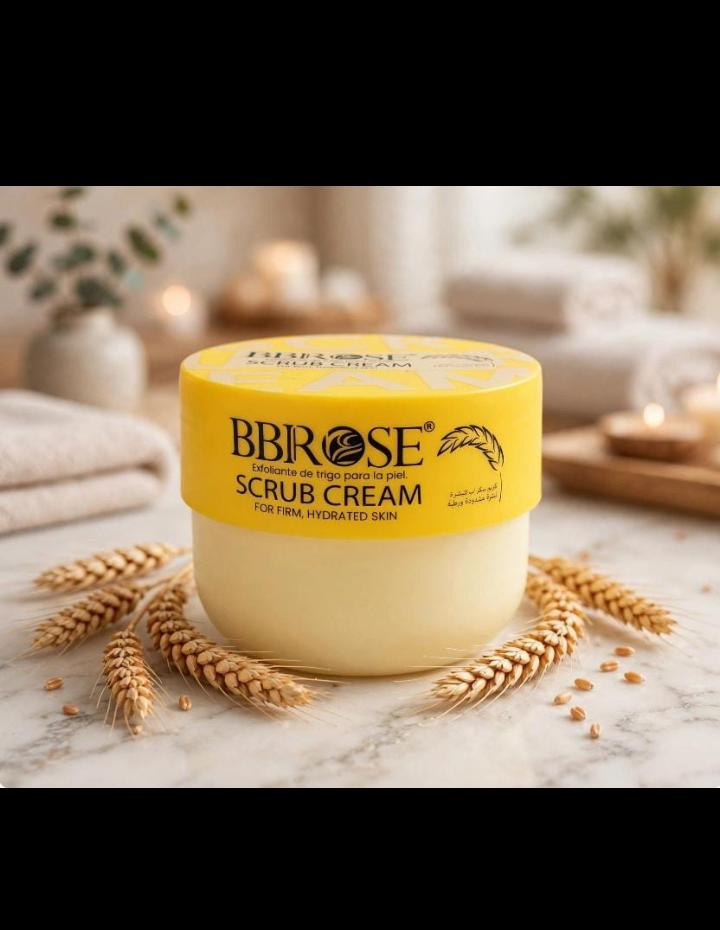 BBROSE Facial Scrub Cream Collection – Deep Cleansing, Brightening & Hydrating Exfoliator (Hyaluronic Acid, Rose & Salicylic, Vitamin C, Wheat Extract)