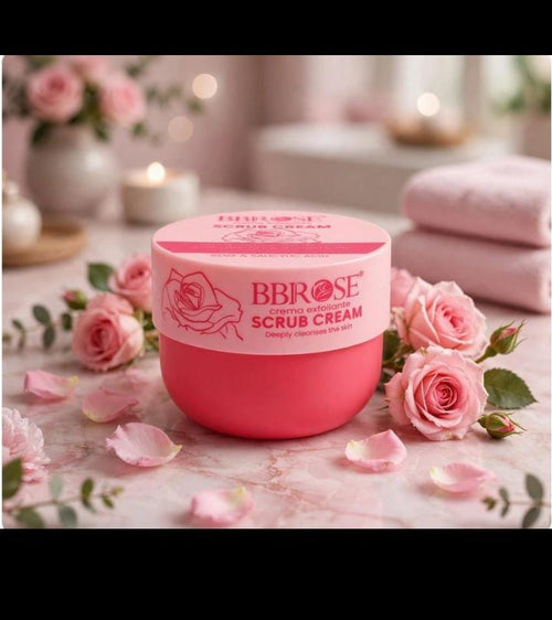 BBROSE Facial Scrub Cream Collection – Deep Cleansing, Brightening & Hydrating Exfoliator (Hyaluronic Acid, Rose & Salicylic, Vitamin C, Wheat Extract)