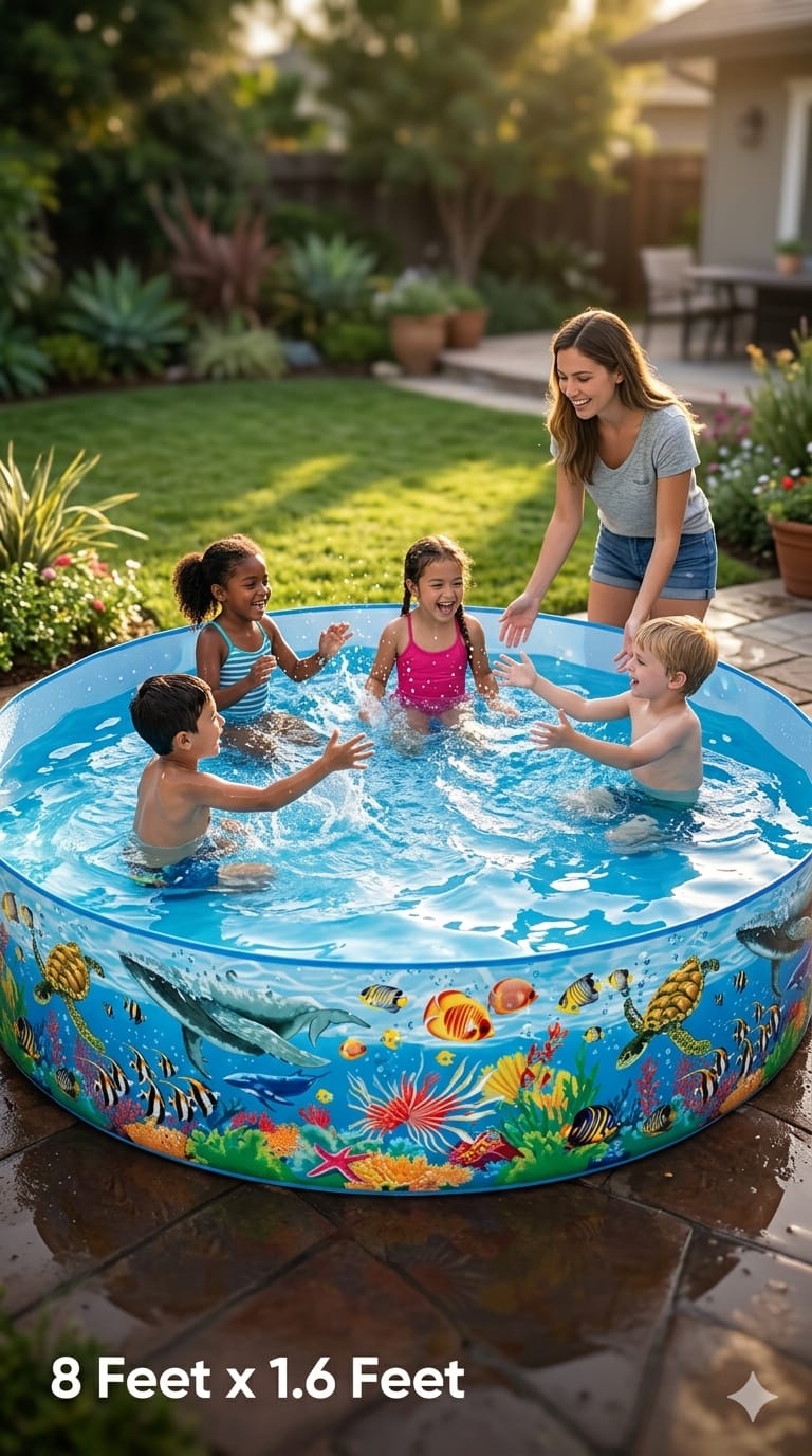 Inflatable Air Pool 8FT for Kids & Family - Portable Swimming Pool Pakistan